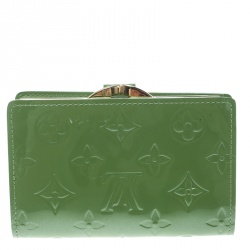 مملوكة مسبقًا Louis Vuitton Vert Tonic Monogram Vernis Port Feuille Vienoise French Purse Wallet