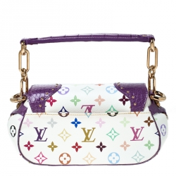 Pre Owned Louis Vuitton White Multicolor Monogram Limited Edition Canvas and Alligator Marilyn Bag     