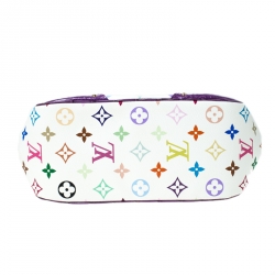Pre Owned Louis Vuitton White Multicolor Monogram Limited Edition Canvas and Alligator Marilyn Bag     