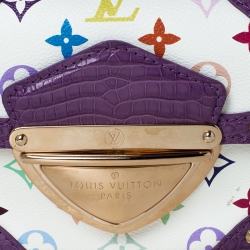Pre Owned Louis Vuitton White Multicolor Monogram Limited Edition Canvas and Alligator Marilyn Bag     