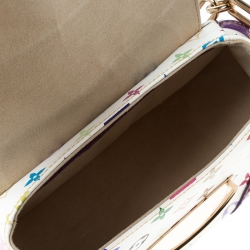 Pre Owned Louis Vuitton White Multicolor Monogram Limited Edition Canvas and Alligator Marilyn Bag     