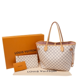 Pre Owned Louis Vuitton Damier Azur Canvas Neverfull MM Bag