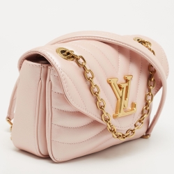 Pre Owned Louis Vuitton Metallic Pink Leather New Wave PM Chain Bag 