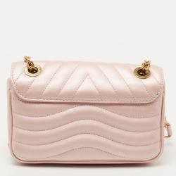 Pre Owned Louis Vuitton Metallic Pink Leather New Wave PM Chain Bag 