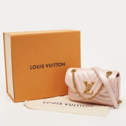 Pre Owned Louis Vuitton Metallic Pink Leather New Wave PM Chain Bag 