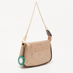 Pre Owned Louis Vuitton Rose Gold Monogram Vernis Mini Pochette Accessoires 
