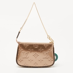 Pre Owned Louis Vuitton Rose Gold Monogram Vernis Mini Pochette Accessoires 