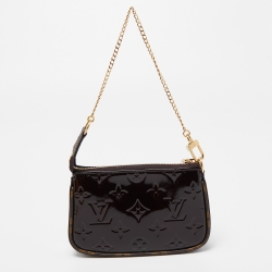 Pre Owned Louis Vuitton Amarante Monogram Vernis Mini Pochette Accessoires