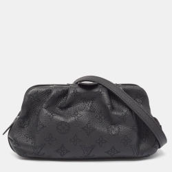 Pre Owned Louis Vuitton Black Monogram Mahina Leather Scala Mini Pouch Bag