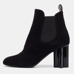 Louis Vuitton Black Suede Uniform Ankle Boots Size 36