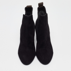 Louis Vuitton Black Suede Uniform Ankle Boots Size 36