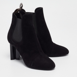 Louis Vuitton Black Suede Uniform Ankle Boots Size 36