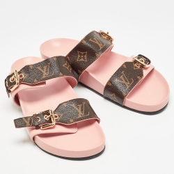 Louis Vuitton Brown Monogram Canvas Bom Dia Slides Size 39