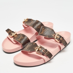 Louis Vuitton Brown Monogram Canvas Bom Dia Slides Size 39
