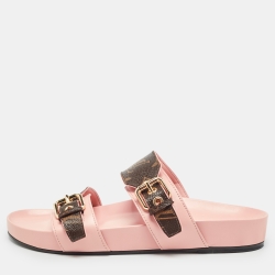 Louis Vuitton Brown Monogram Canvas Bom Dia Slides Size 39