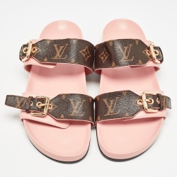 Louis Vuitton Brown Monogram Canvas Bom Dia Slides Size 39