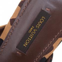 Pre Owned Louis Vuitton Brown Leopard Print Flat Thong Sandals Size 38.5