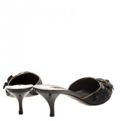 Pre Owned Louis Vuitton Black Silk Floral Crystal Embellished Pointed Toe Mules Size 36