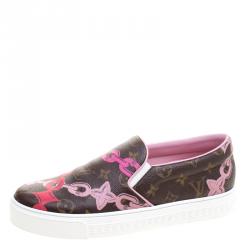 Louis Vuitton Brown Monogram Canvas Chain Print Harbor Slip on Sneakers Size 41