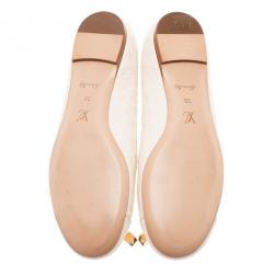 Pre Owned Louis Vuitton White Monogram Cap Toe Ballet Flats Size 38