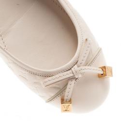 Pre Owned Louis Vuitton White Monogram Cap Toe Ballet Flats Size 38