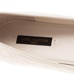 Pre Owned Louis Vuitton White Monogram Cap Toe Ballet Flats Size 38