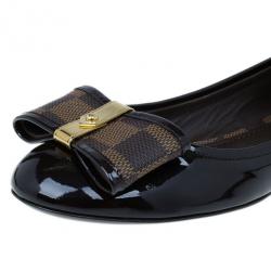 Pre Owned Louis Vuitton Damier Ebene Patent Valentine Ballet Flats Size 38