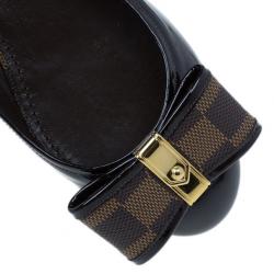 Pre Owned Louis Vuitton Damier Ebene Patent Valentine Ballet Flats Size 38