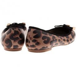 Pre Owned Louis Vuitton Brown Stephen Sprouse Leopard Ballet Flats Size 37.5