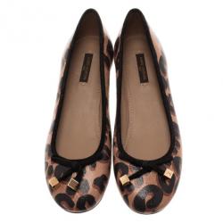 Pre Owned Louis Vuitton Brown Stephen Sprouse Leopard Ballet Flats Size 37.5