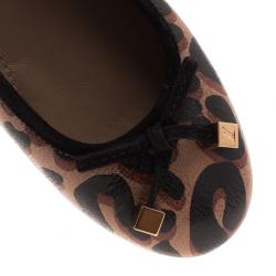 Pre Owned Louis Vuitton Brown Stephen Sprouse Leopard Ballet Flats Size 37.5