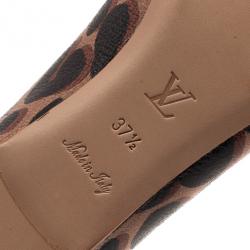 Pre Owned Louis Vuitton Brown Stephen Sprouse Leopard Ballet Flats Size 37.5