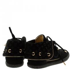 Louis Vuitton Black Suede Monogram Collar Espadrille Sneakers Size 37