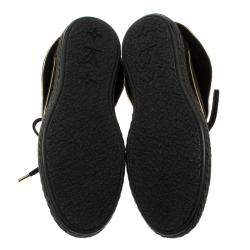 Louis Vuitton Black Suede Monogram Collar Espadrille Sneakers Size 37