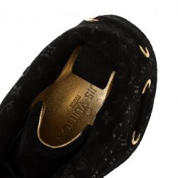 Louis Vuitton Black Suede Monogram Collar Espadrille Sneakers Size 37