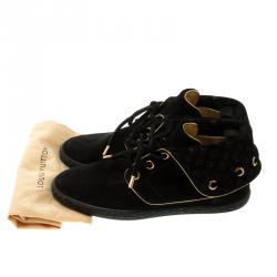 Louis Vuitton Black Suede Monogram Collar Espadrille Sneakers Size 37