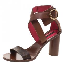 مملوكة مسبقًا Louis Vuitton Fuchsia Monogram Canvas and Leather Ocean Drive Ankle Strap Sandals Size 40