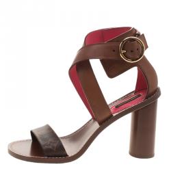 مملوكة مسبقًا Louis Vuitton Fuchsia Monogram Canvas and Leather Ocean Drive Ankle Strap Sandals Size 40