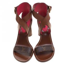 مملوكة مسبقًا Louis Vuitton Fuchsia Monogram Canvas and Leather Ocean Drive Ankle Strap Sandals Size 40