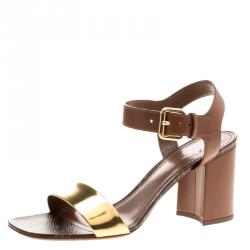 Pre Owned صندل لوي فيتون بلوم ذهبي جلد وكانفاس مونوغرامي ذهبي مقاس 38.5