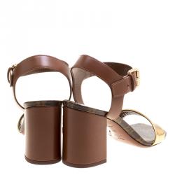 Pre Owned صندل لوي فيتون بلوم ذهبي جلد وكانفاس مونوغرامي ذهبي مقاس 38.5