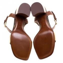 Pre Owned صندل لوي فيتون بلوم ذهبي جلد وكانفاس مونوغرامي ذهبي مقاس 38.5