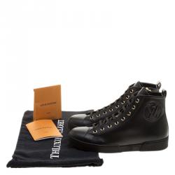 مملوكة مسبقًا Louis Vuitton Black Leather High Top Zip Sneakers Size 37.5