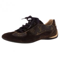 مملوكة مسبقًا Louis Vuitton Brown Offshore Sneakers In Mix Patchwork Size 37.5