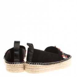 Pre Owned Louis Vuitton Black Suede Front Pier Crystal Embellished Espadrilles Size 39