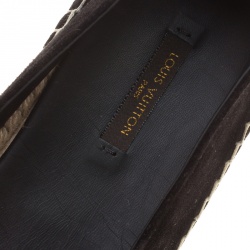 Pre Owned Louis Vuitton Black Suede Front Pier Crystal Embellished Espadrilles Size 39