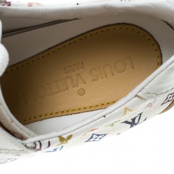 Louis Vuitton White Monogram Canvas and Leather Lace Up Sneakers Size 36.5