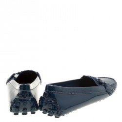 Pre Owned Louis Vuitton Blue Patent Leather Oxford Loafers Size 39.5
