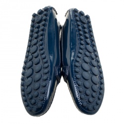 Pre Owned Louis Vuitton Blue Patent Leather Oxford Loafers Size 39.5
