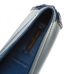 Pre Owned Louis Vuitton Blue Patent Leather Oxford Loafers Size 39.5